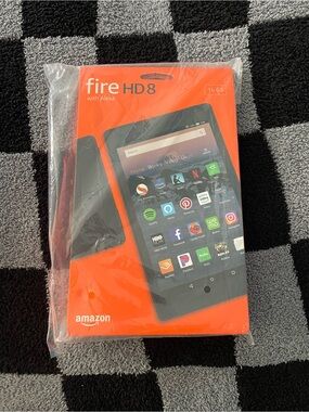 Amazon Fire HD 8 Tablet in Black on Orange Retail Box
